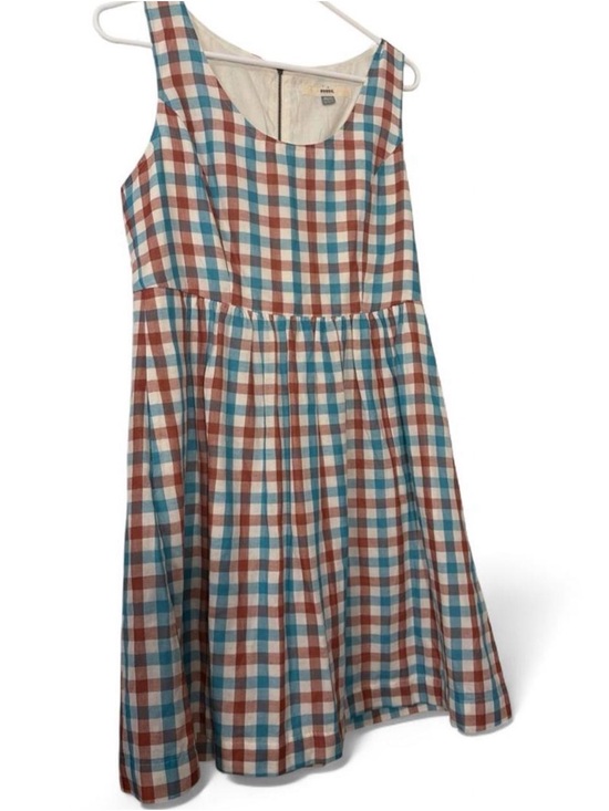 Fossil Dresses & Skirts - Gingham Plaid Fossil Sleeveless Dress Americana Cottage Core Picnic